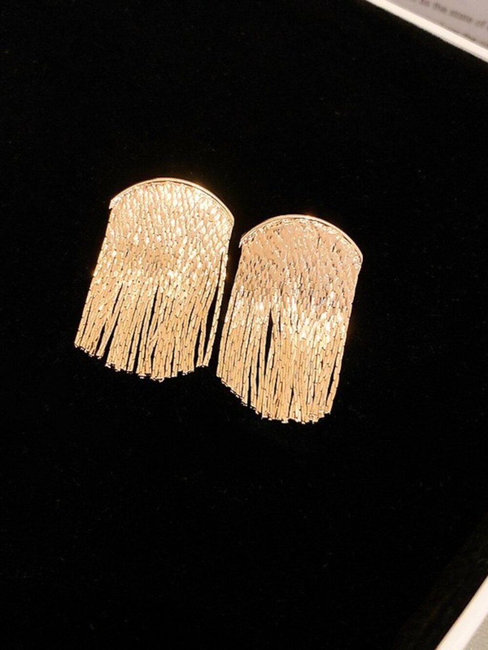 Gold Fringe Tassel Earrings 925 Sterling Silver Needle Statement Dangle Earrings